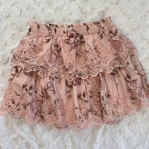 Gap x Love Shack Fancy Floral Flippy Skirt Girls Size Large Tiered Eyelet Pink